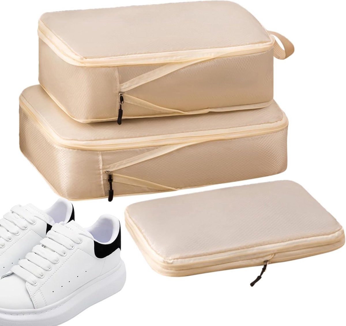 Opbergzakken Set - Kleding Organizer - Ruimte Besparen - Sterke Oxford Stof - 3 Stuks - Beige