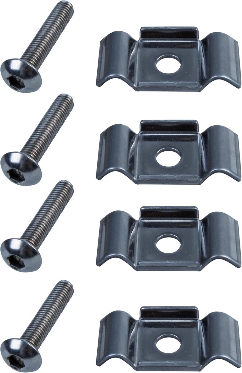 Paal Accessoires Set - Onderdelen Vierkante Paal - Afsluiten Palen - Roestvrij Staal - Set van 4 - Zilverkleurig