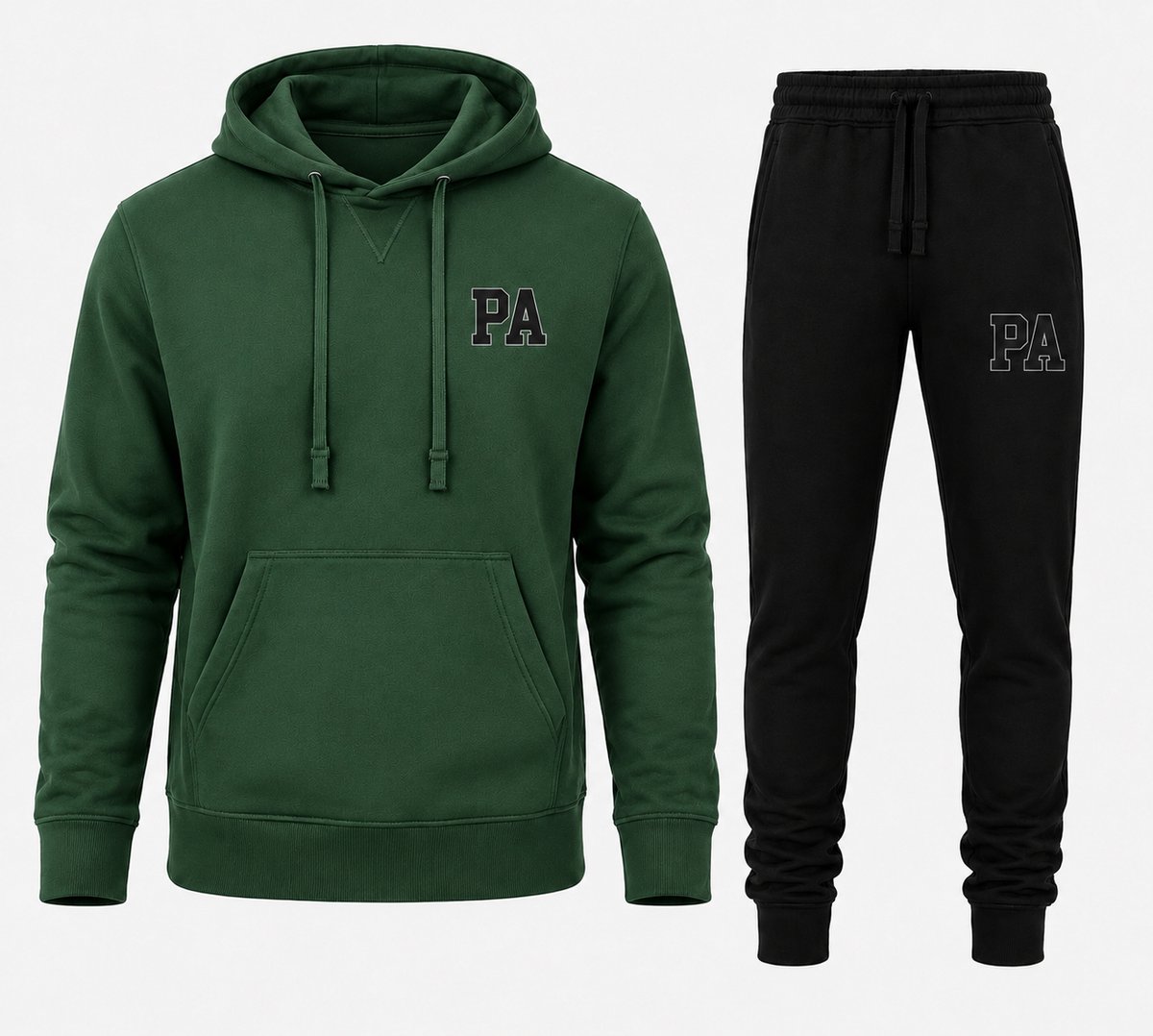 Stijlvolle Hoodie en Joggingbroek Set met print PA Logo - Comfortabele Katoenen Loungewear voor Heren - Donkergroen - XS
