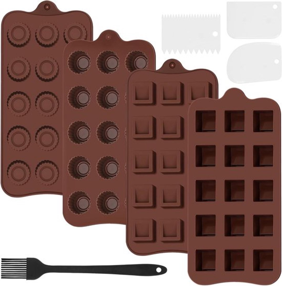 Set van 4 siliconen bakvormen Allecto Plus, chocoladevormen
