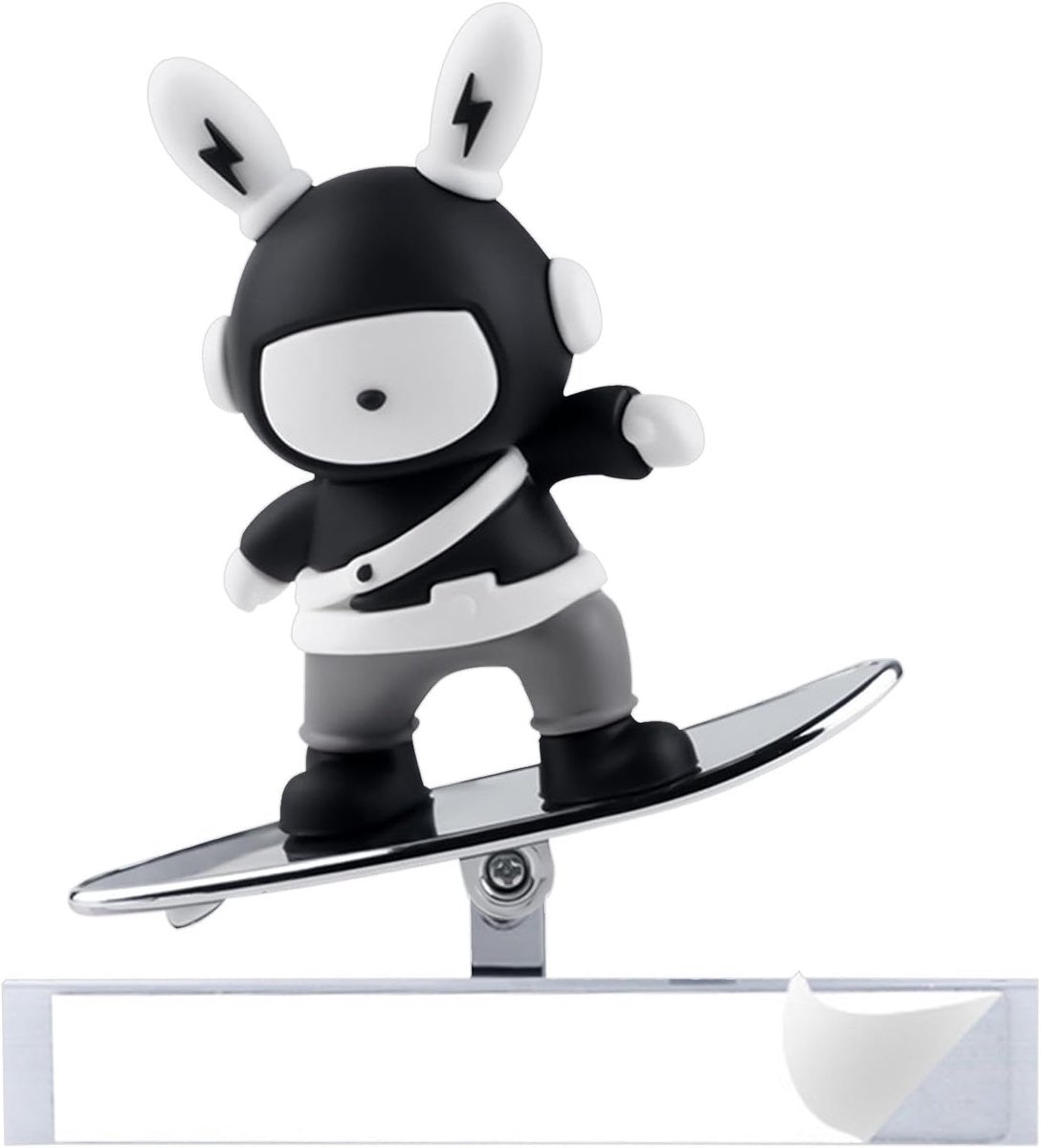 Auto Ornament Skateboard Konijn Auto Interieur Bewegend Ontwerp 10 x 10 cm