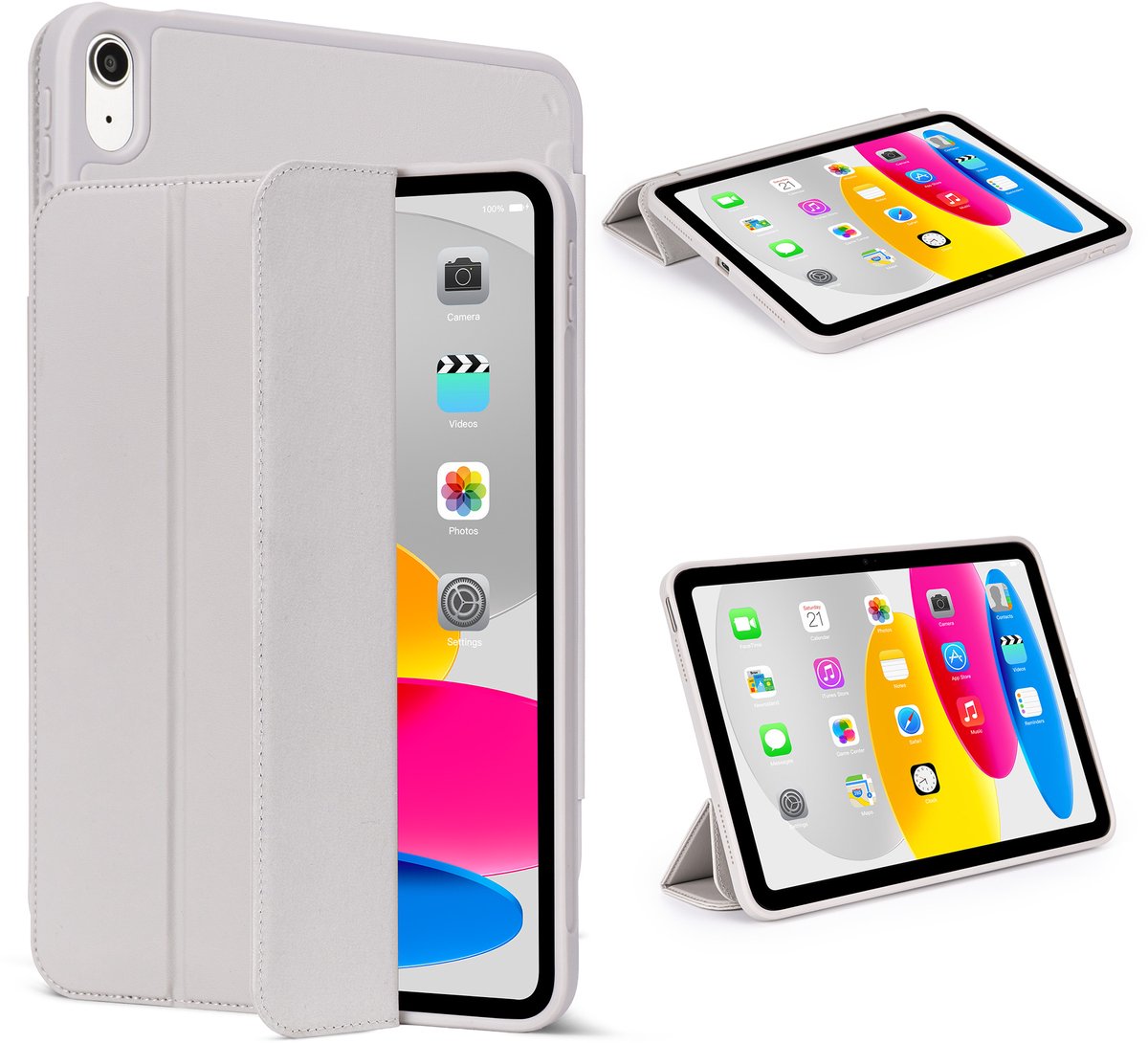 DECODED Siliconen Slim Case voor iPad 10e Generatie 10,9 Inch - iPad Hoes - Beschermhoes met Standfunctie, Auto Wake/Sleep, Apple Pencil Compatibel en Magneetsluiting - Beige