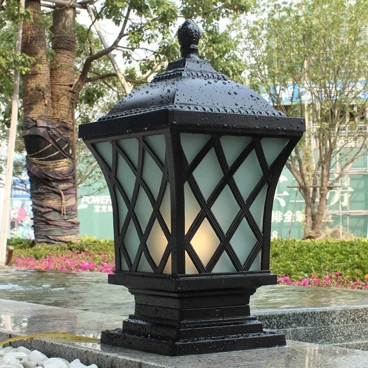Buitenlamp Vierkant - Hekpaal Verlichting - Tuin Decoratie - Klassiek Design - E27 Fitting - Zwart