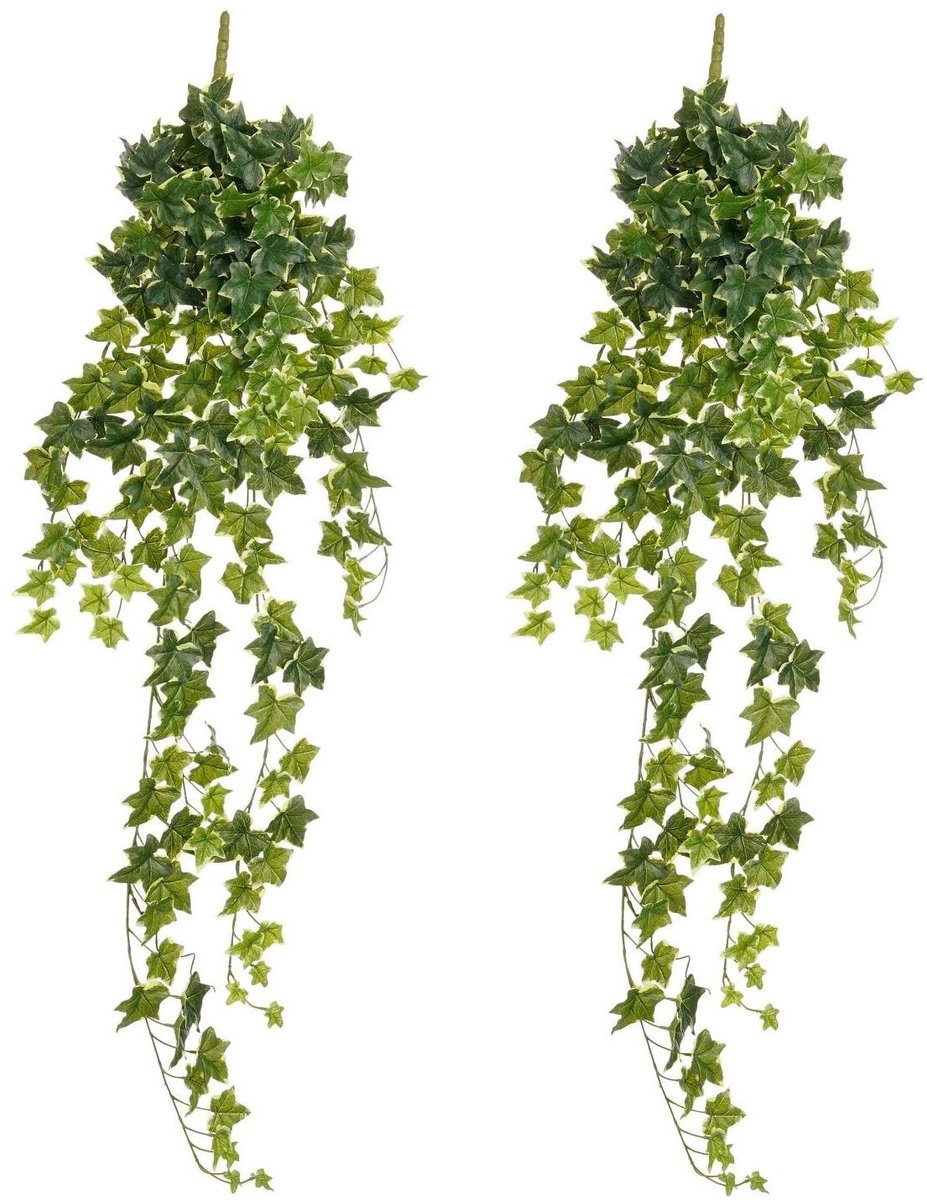 Mica Decorations Hedera klimop kunstplant - 2x - groen mix - hangplant - L25 x B25 x H134 cm - Kunstplanten/nepplanten