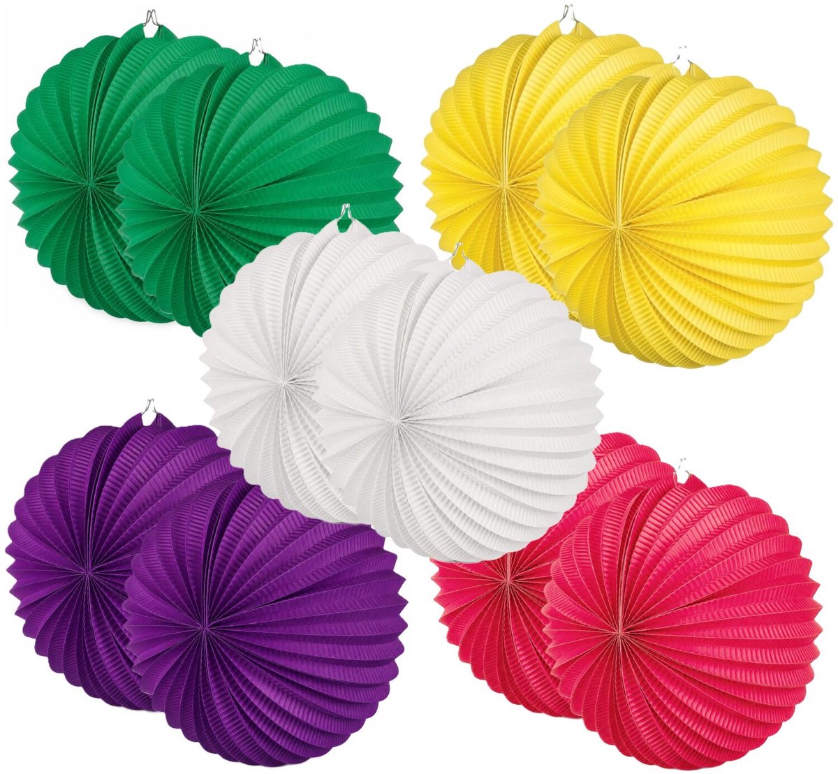 Boland Lampionnen van papier - rond - set van 10x stuks - Dia 22 cm - Versiering - mix van 5 kleuren