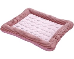 VHV - Koelmat Hond en Kat - Ademend Huisdier Koelkussen 55x45 cm - Roze Polyester Dierenmat - Voor Mand en Auto