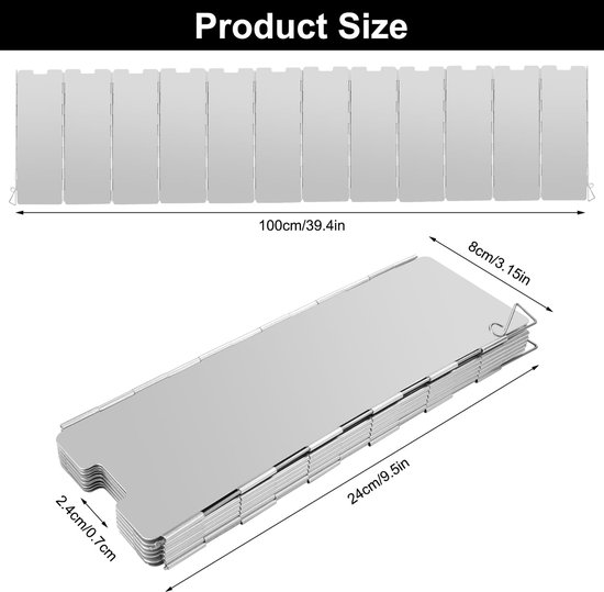 Aluminium Windscherm voor Campingkooktoestel - Opvouwbaar - Lichtgewicht - Inclusief Opbergtas - Windbescherming voor Gasbrander, BBQ & Buitenkoken — afbeelding 5