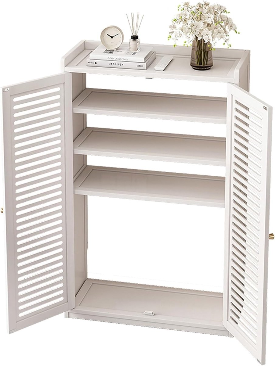 Router Organizer Kast - Netwerk Opslag - Kantoor Organisatie - Verdikte Bamboe Constructie - 59 x 25 x 97 cm