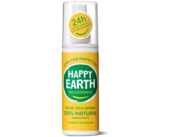 Happy Earth Deodorant Spray Jasmine Ho Wood - 100% Natuurlijk - 24 uur Bescherming – Aluminiumvrij - 100mL