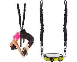 Salto Bungee Trainer - Flip Trainingsapparaat - Atletische Training - Verstelbare Bungee Ondersteuning - Taille 55-130 cm - Geel Zwart