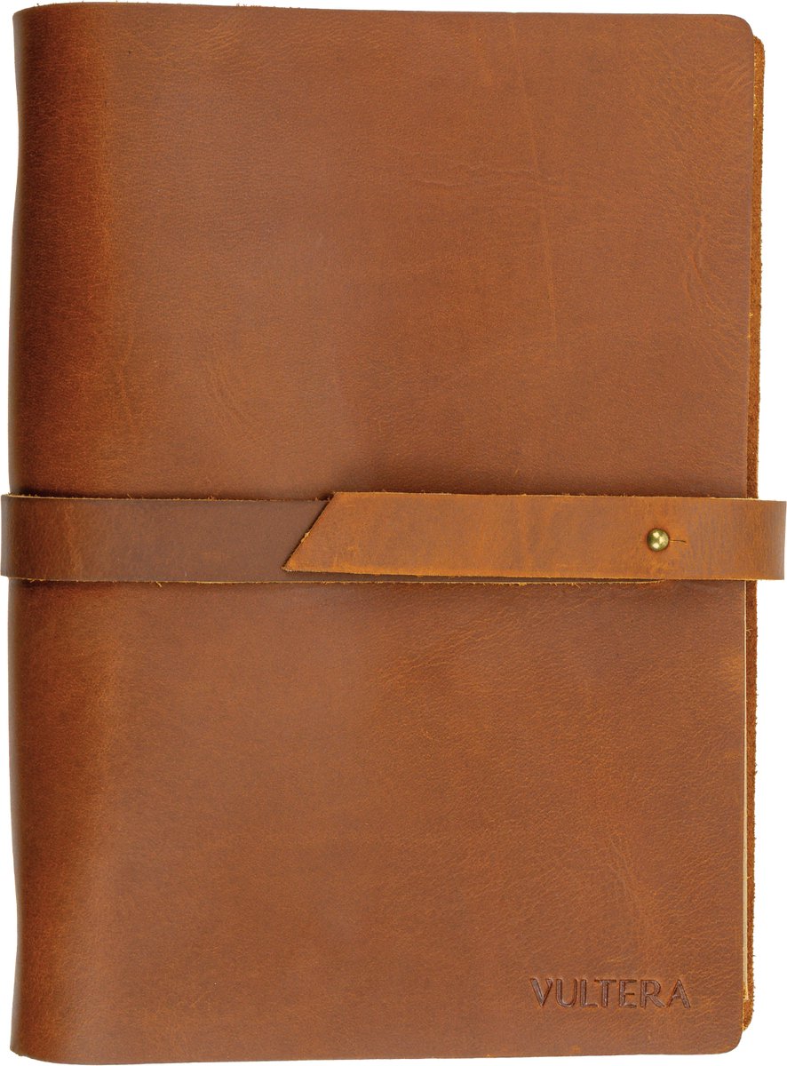Vultera MARCO- Notitieboek - A5 - Leer - Gelinieerd - Hervulbaar - Cognac