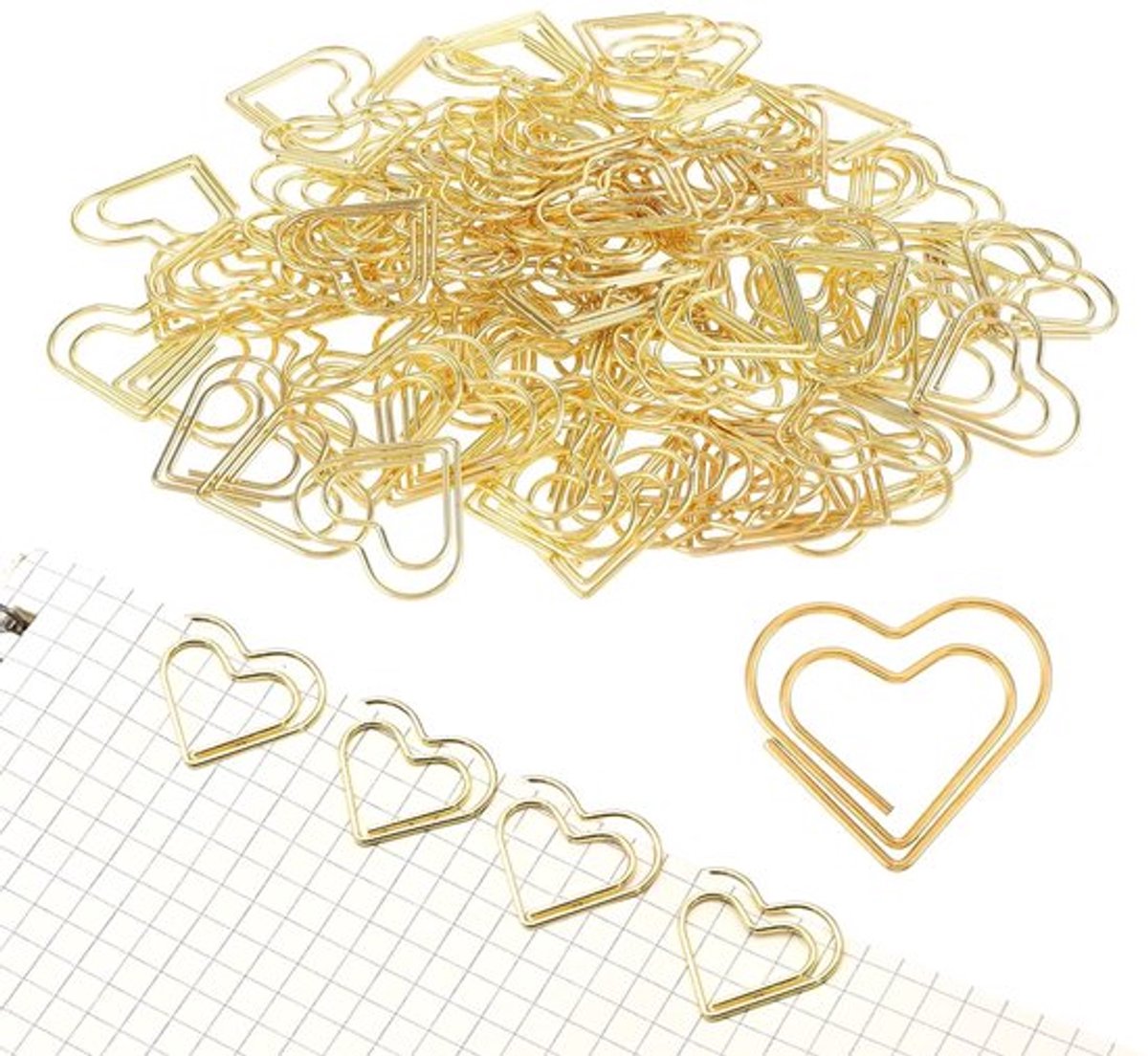 Dailygoods- Paperclips Hartvormig - Decoratieve - Gouden Paperclips