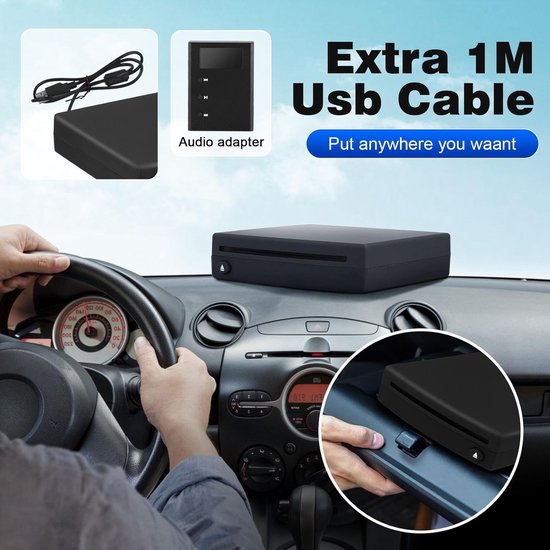 Externe CD Speler - Auto Stereo - Muziek Afspelen - USB Aansluiting - Compact Formaat - Zwart — afbeelding 3