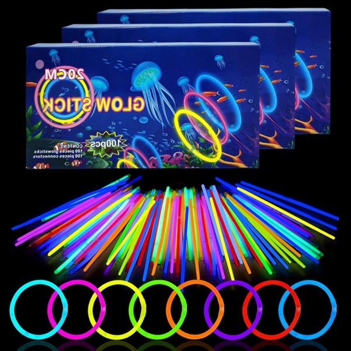 Allecto Plus - Feest Pakket - Glow Sticks Multicolor - Glow in the