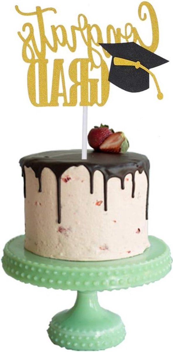 Gouden Glitter Grad Cake voor Afstudeerfeest - Allecto Plus