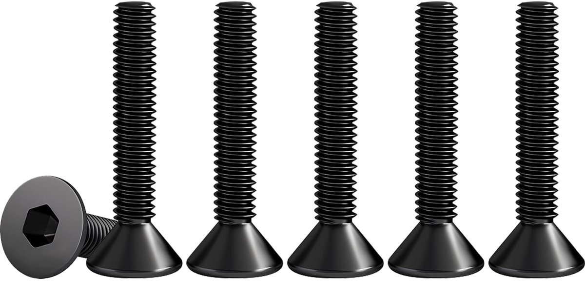 Pack van 50 RVS Hex Head Schroeven M3 x 25 mm - DIN 7991 / ISO 10642, Zwart, Roestvrij Staal, Schroefbevestiging