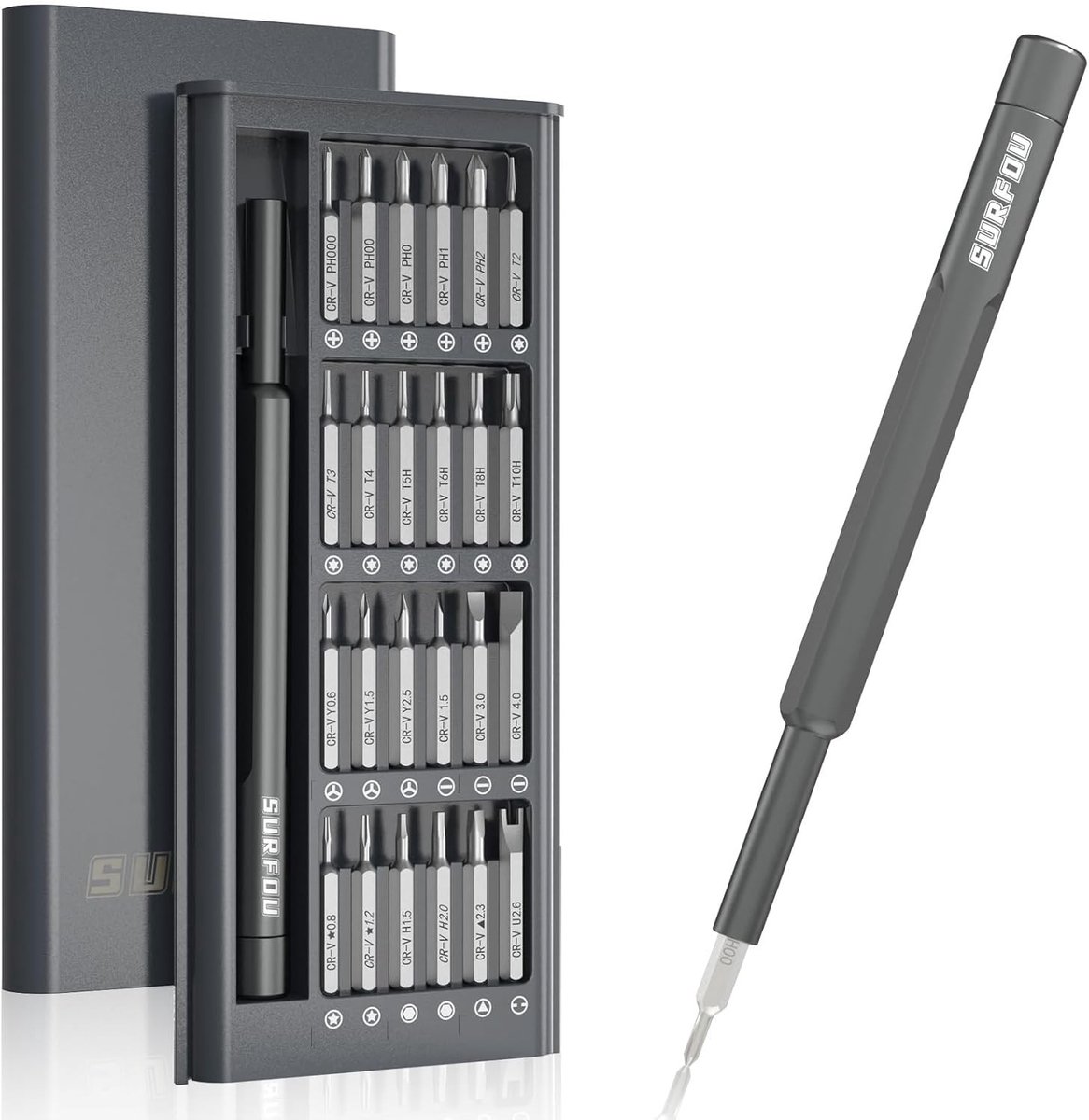 25 in 1 Precisie Magnetische Reparatieset, Mini Schroevendraaier Set voor Horloges, Brillen en Elektronica met Precisie Bits