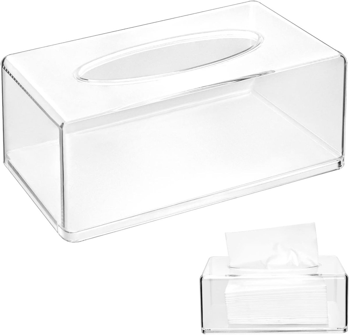 Transparante Acryl Tissue Box voor Slaapkamer, Badkamer en Woonkamer - Stijlvol en Functioneel Design voor Papieren Zakdoeken