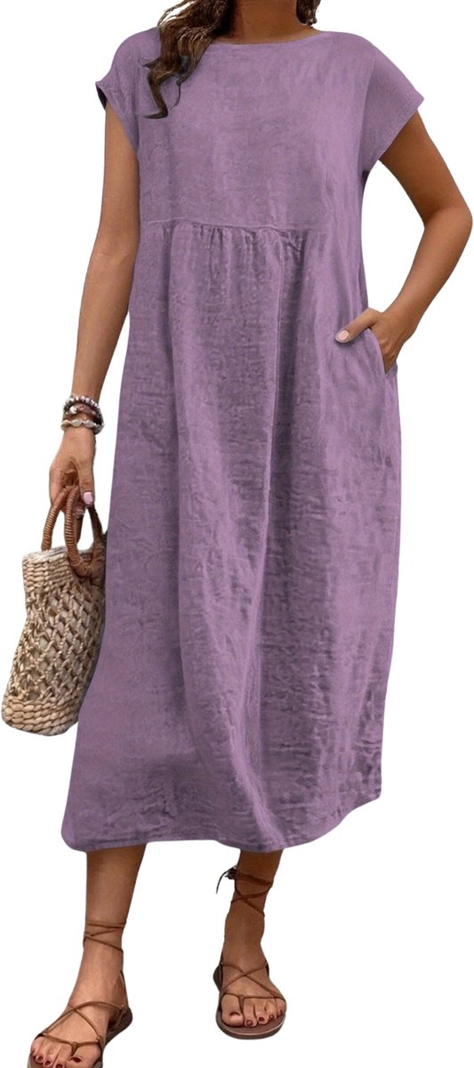 Currero Zomerjurk Dames Zomerjurken Volwassenen Vrouwen Midi Jurk Ibiza Stijl Sundress Dress Lavendel XL Blauw