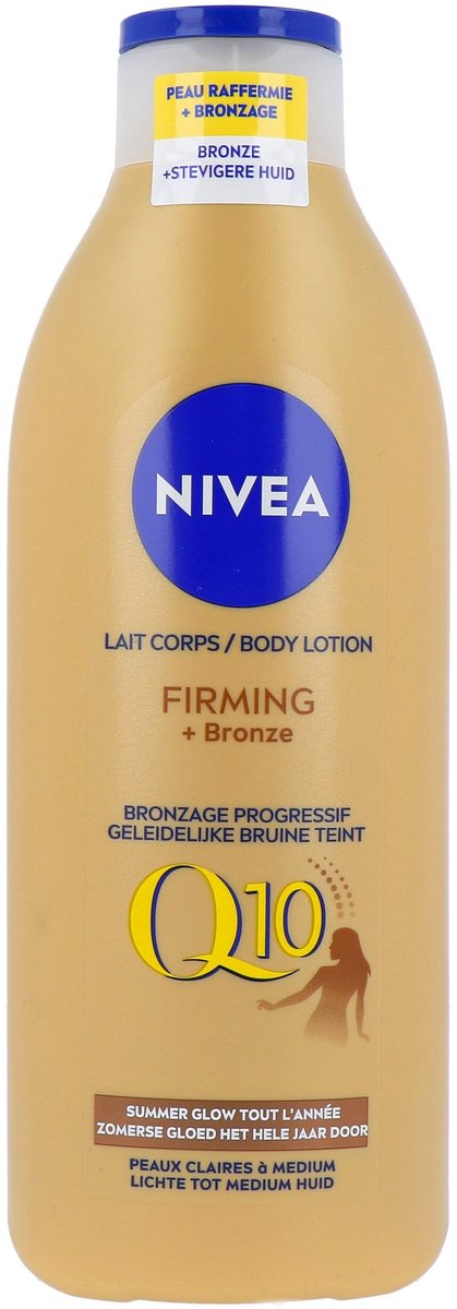 NIVEA Q10 Firming + Bronze Bodylotion Bruiner - Stevigere Huid en Natuurlijk Gebruinde Look - Hydraterende Lotion - Snelbruiner - Bruinen zonder Zon - Zelfbruiner Lichaam - 400 ml