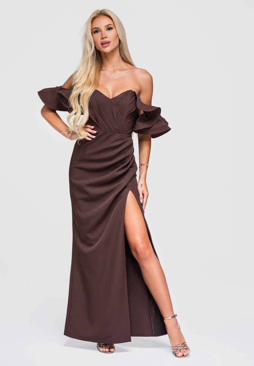LARICA Jurk - Rits - Effen - Jurk Bruin XL