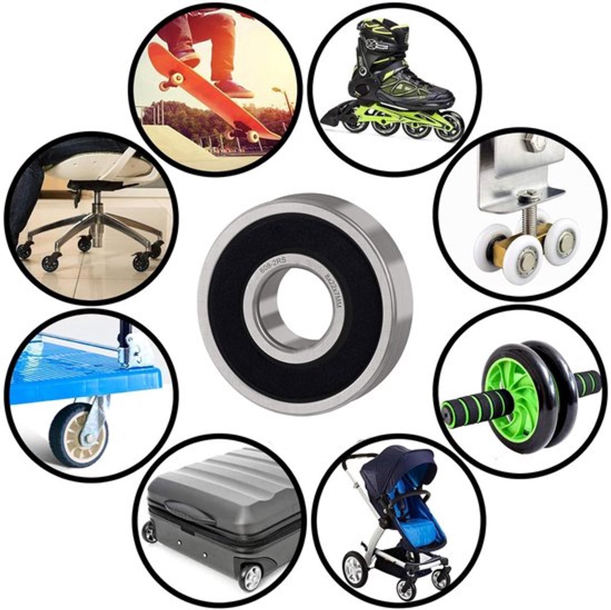 Allecto Plus - diverse kleuren - 20 stuks 608 kogellagers skateboard