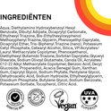 Ingrediëntenlijst en keurmerken voor P20 Sensitive: Dermatologisch getest, fragranc-free, vegan, UVA superior.