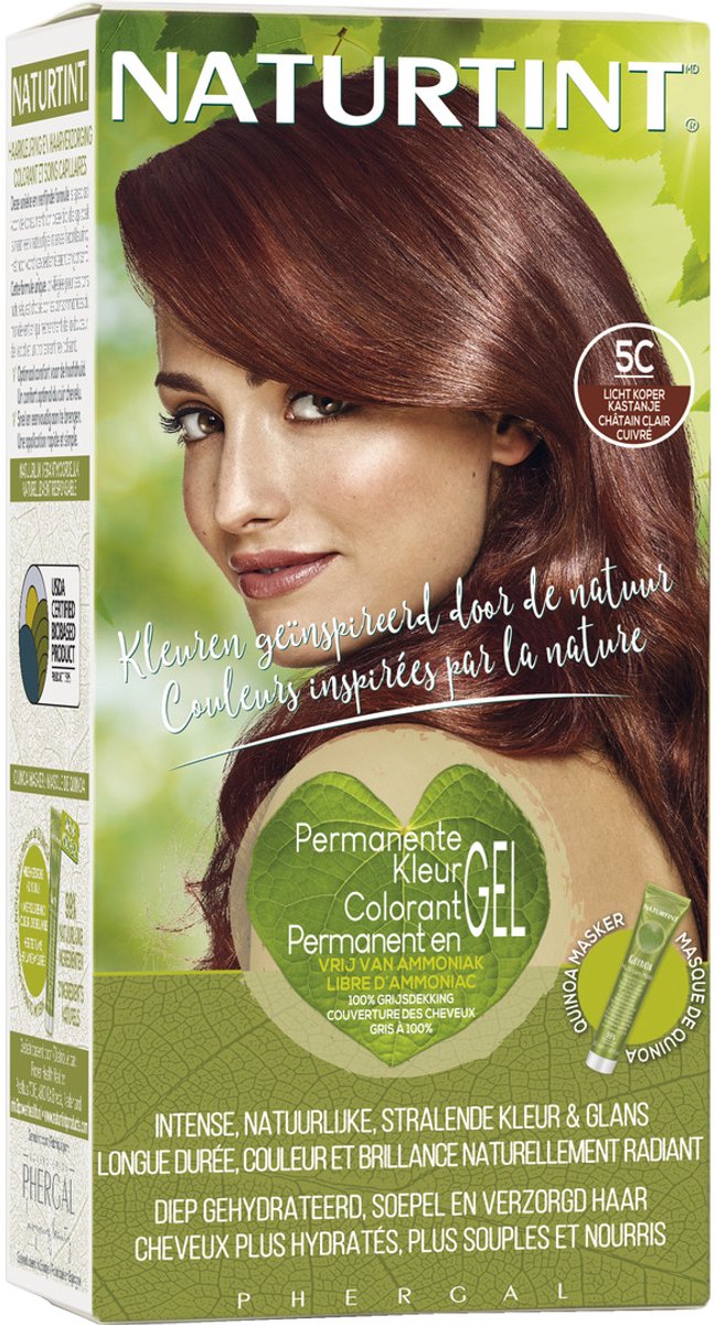 5C Licht Koper Kastanje - NATURTINT - 170ml - Vegan - Ammoniakvrij - BioBased Certified - Microplastic FREE