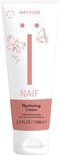 Witte tube Naïf babycrème met roze vlinderillustraties. Naïf Nurturing Cream, 75ml.