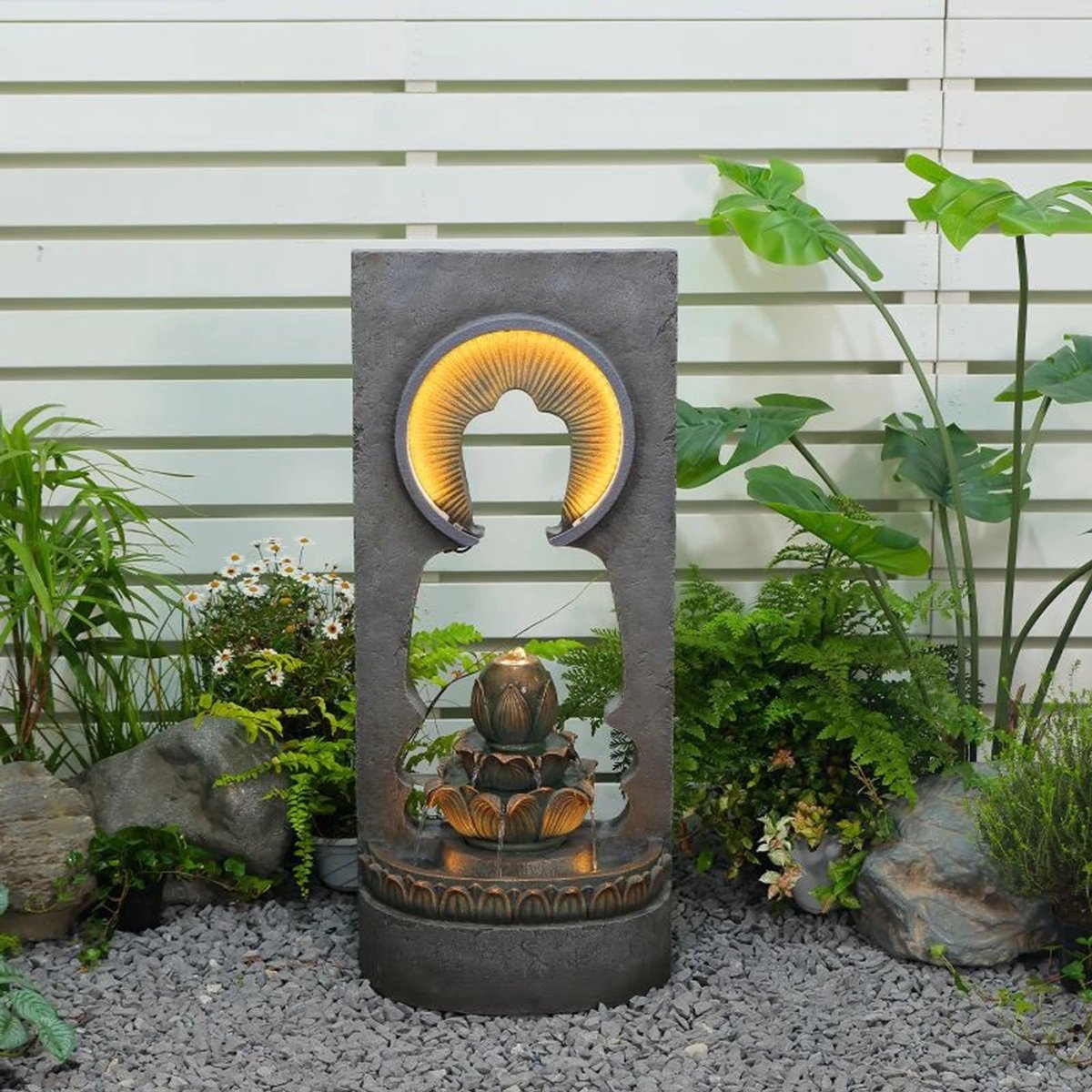 Waterornament Lotus - 90cm hoog - Polystone