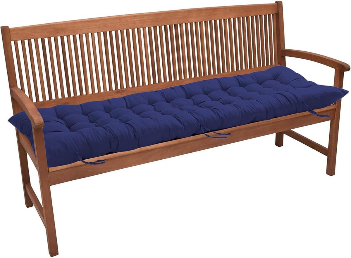 Tuinbank kussen - Zitkussen buiten - Comfortabel zitten - Antislip ontwerp - 120x50 cm - Marineblauw