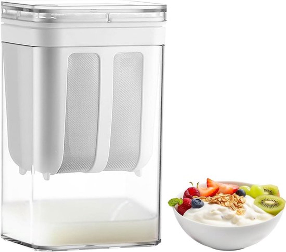 Allecto Plus - Griekse Yoghurtzeef met 80 Mesh Roestvrijstalen Netzeefjes