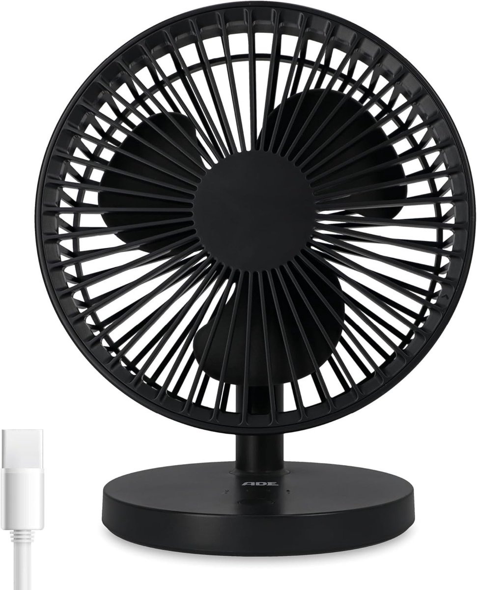 Tafelventilator - Antraciet - USB-oplaadbaar - 3 Snelheidsinstellingen - Voor Thuis en Kantoor
