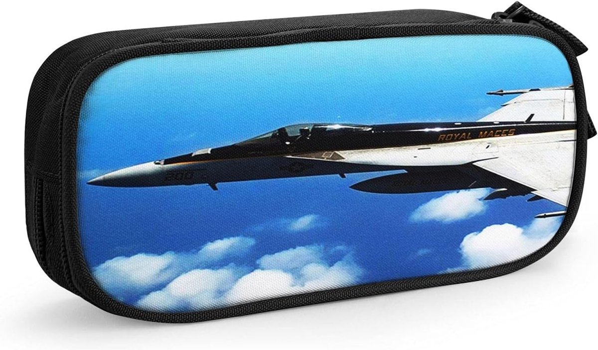 Vliegtuig etui - Grote pouch - Schoolbenodigdheden opbergen - Grote capaciteit - 20.5 cm lengte - Blauw