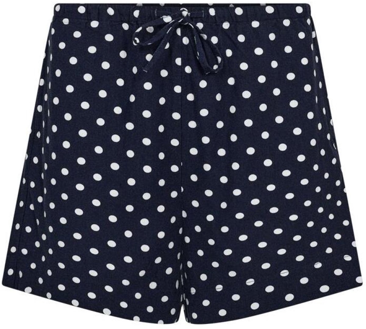 Freequent blauwe dames broek Regular fit Steekzakken Stippen patroon Elastische boord Regular waist Blauw XXL