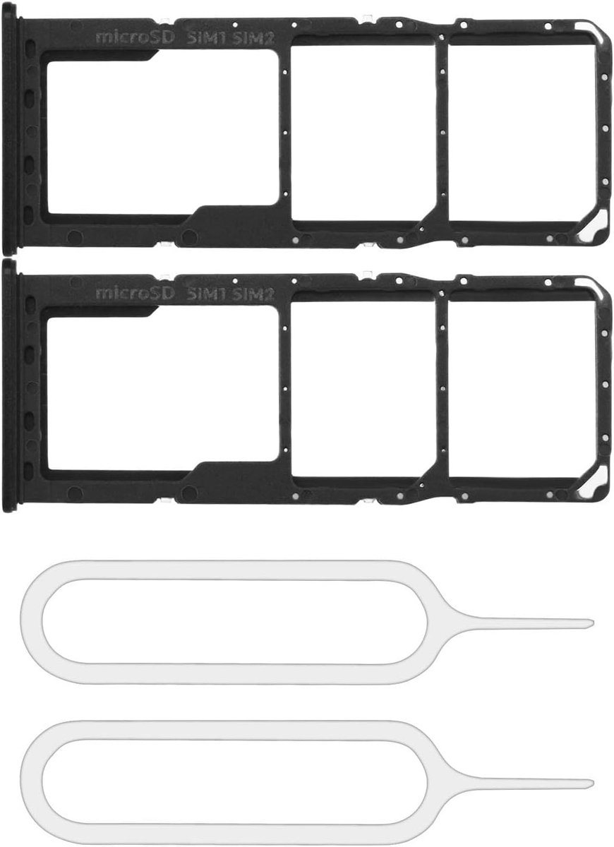 2 Stuks Dual SIM Kaart Slot Houder en Micro SD Kaart Houder Vervanging met SIM Pin Geschikt voor Samsung Galaxy A21s 2020 - Zwart, Duurzaam en Handig