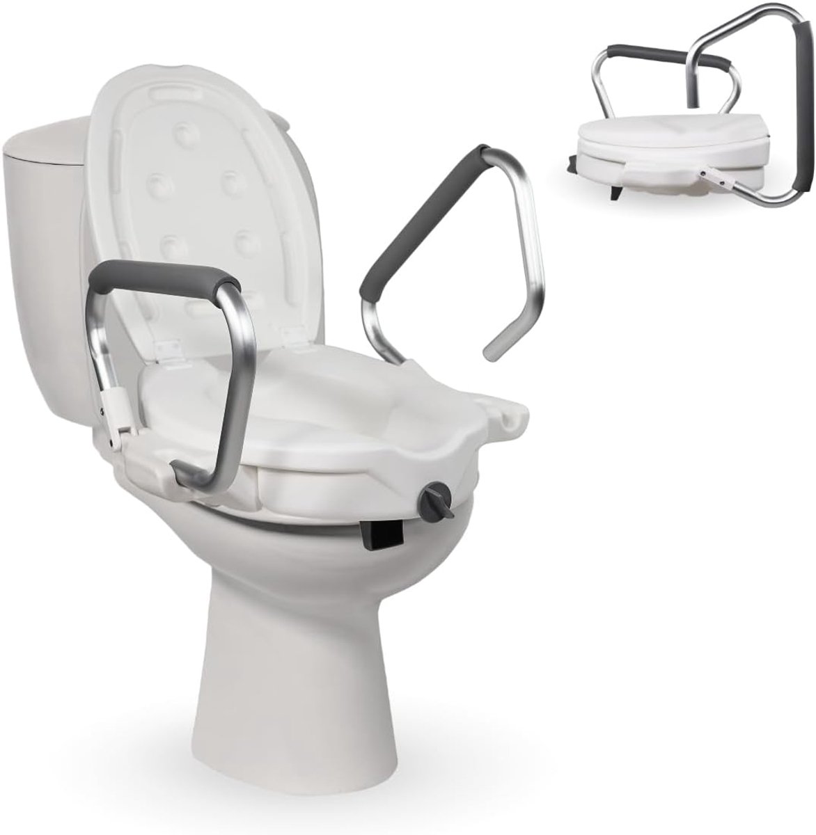 Toiletverhoger met armleuningen - Zitting met steun - Veiliger toiletgebruik - Opklapbare armleuningen - 13 cm zithoogte - Wit