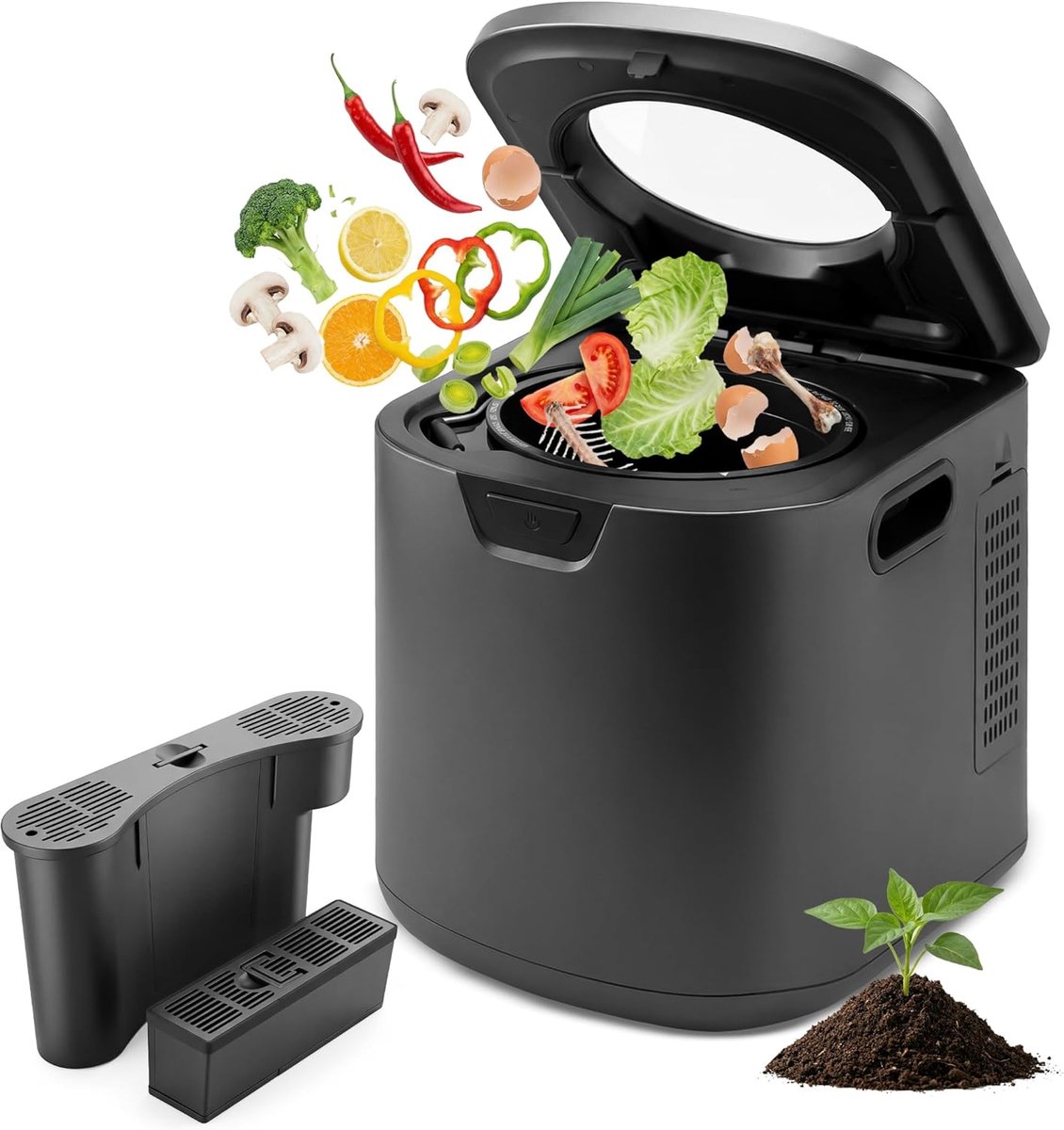 Elektrische Keukencomposter - Compostbak Binnen - Voedselafval Verwerken - Geurloze Koolst