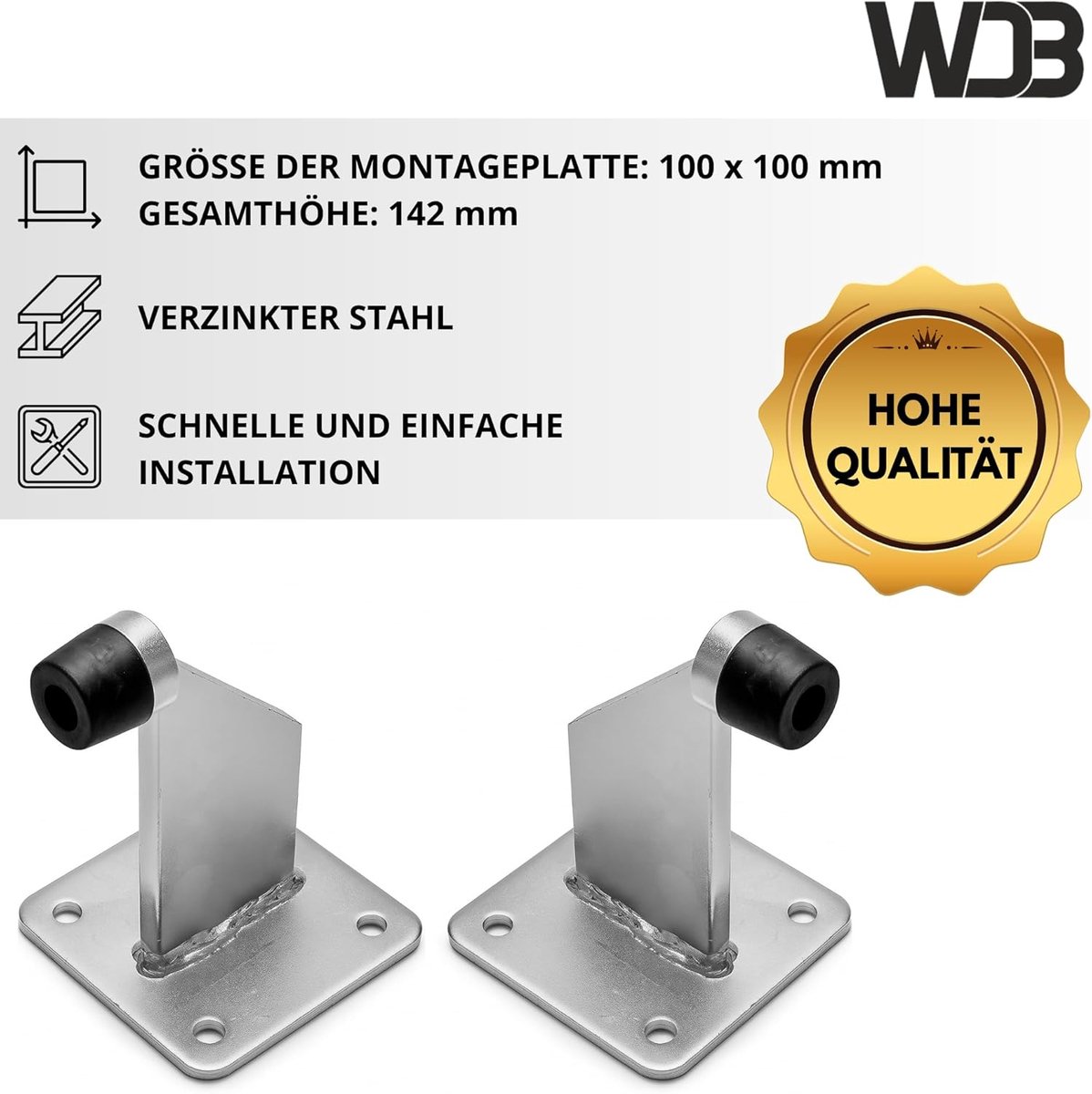 Deurstopper - Vloeranker - Deuren Stoppen - Verzinkt Staal - 100 mm - Zilver