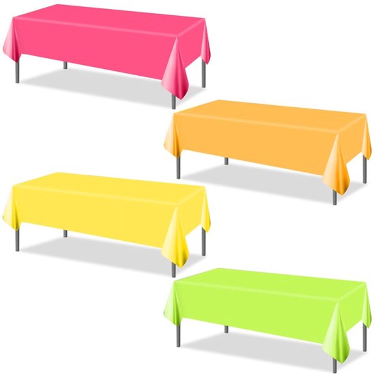 Allecto - Neon Tafelkleed - Tafeldecoratie - 4st - 137x274cm - Feestelijk en
