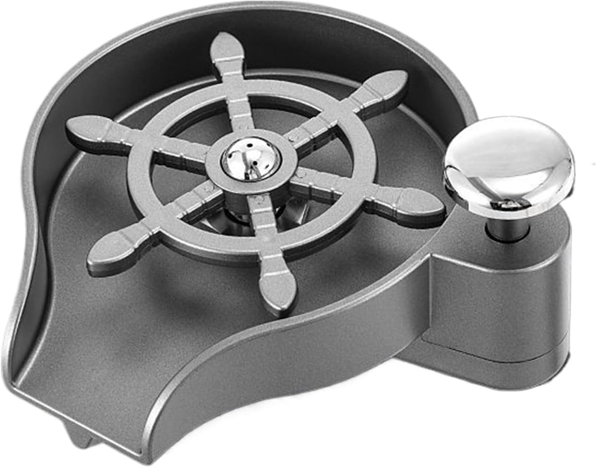 Glazen Spoeler - Flesreiniger Bekerwasser - Efficiënt Glazen Wassen - Geïntegreerde Zeepdispenser - 15 x 14 x 11 cm - Grijs