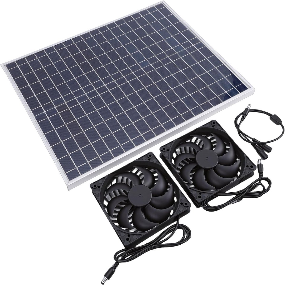 Zonnepaneel Ventilator Kit - Zonne Ventilator - Ventilatie Buiten - IP65 Waterdicht - 22W 12V - Zwart