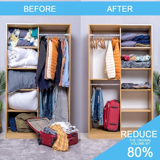 Vacuüm Compressie Opbergzakken - Vacuümzakken Ruimtebesparend - Kleding Opbergen - 100% Luchtdicht Waterdicht - 60x40cm - Transparant — afbeelding 2