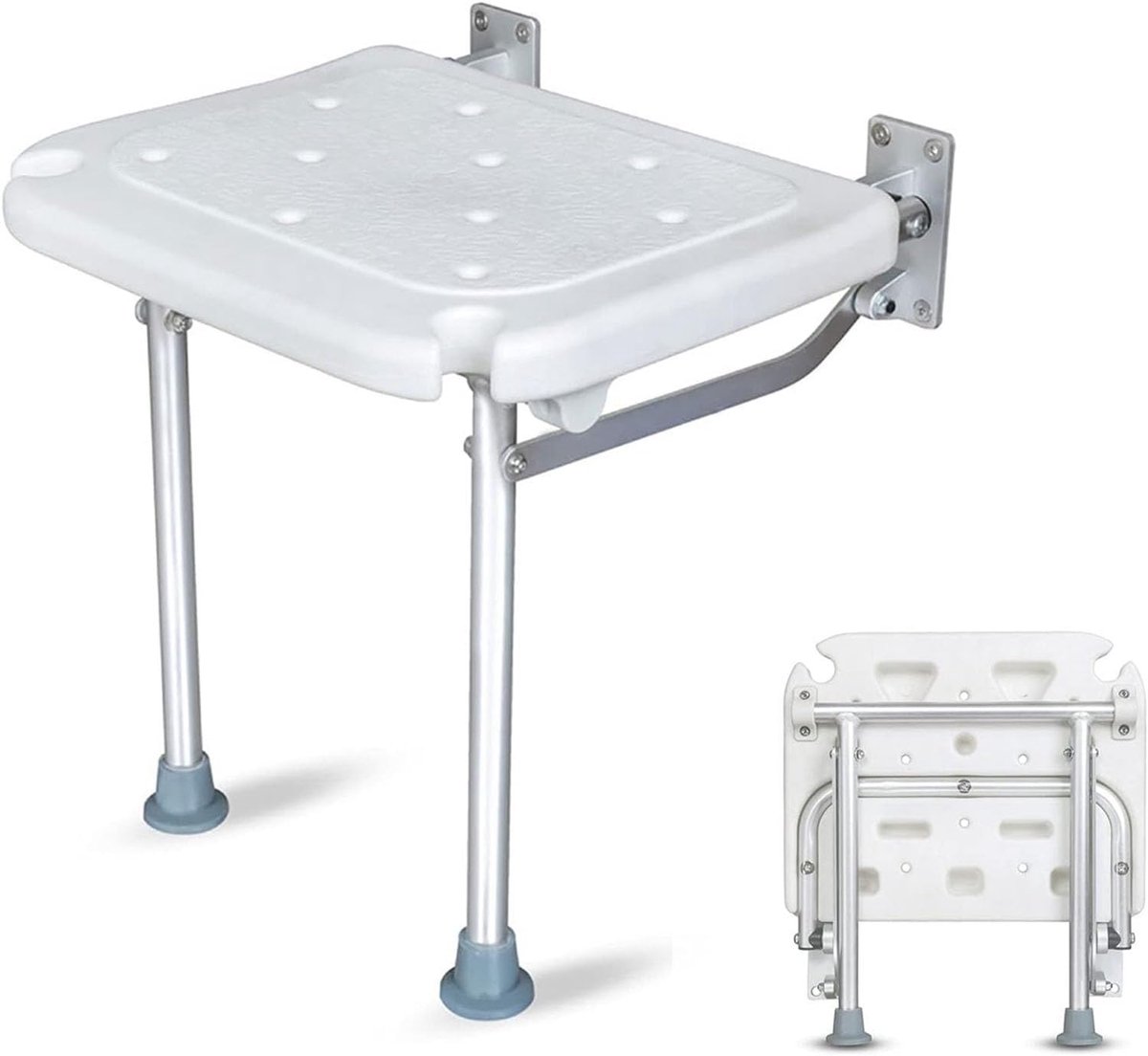 Douchekruk Opvouwbaar - Badkamer Kruk - Veilig Douchen - Wandmontage Ruimtebespaard - 100kg Draaglast - Wit