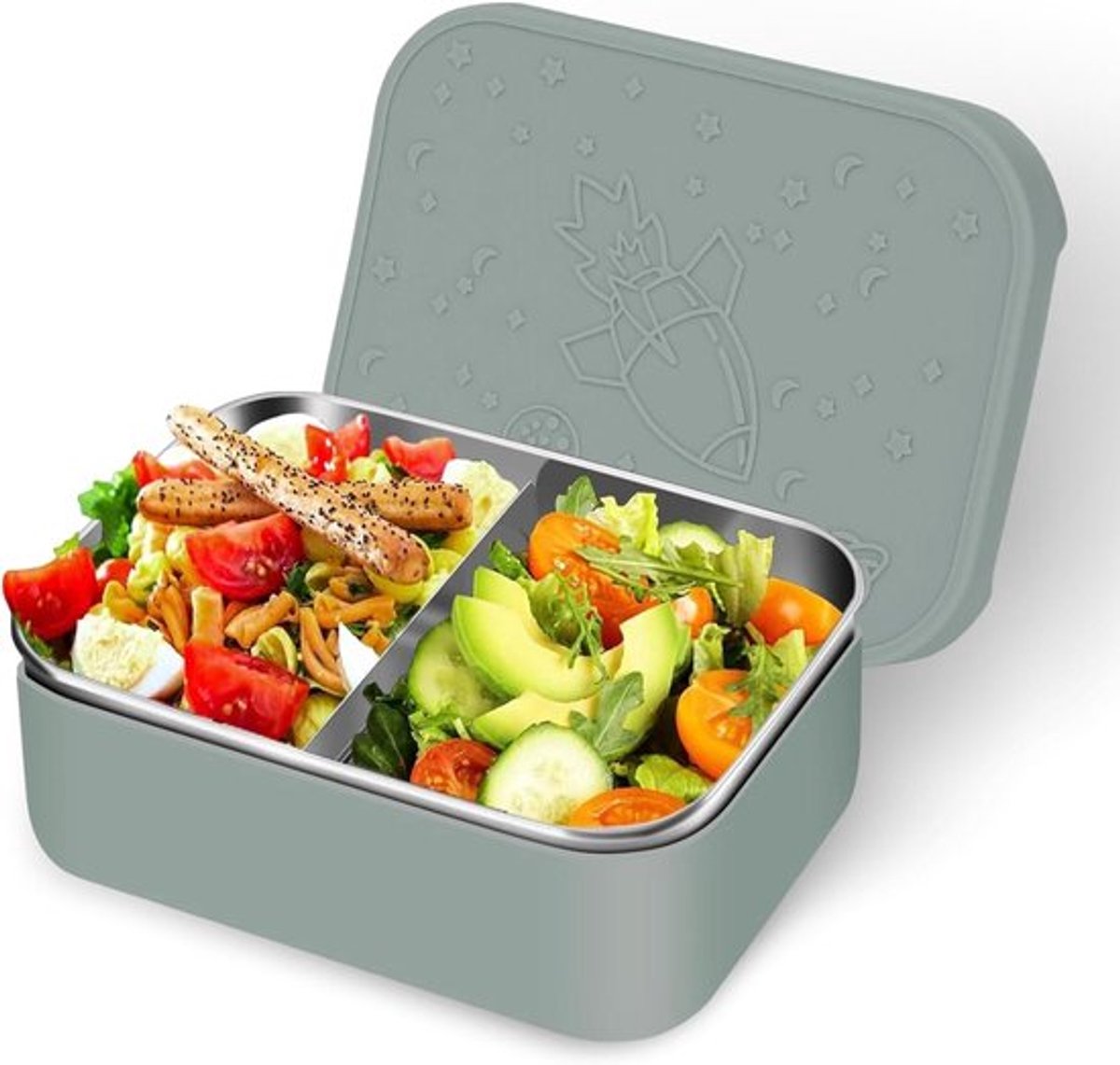 Afneembare scheiding in roestvrije staal lunchbox Inovra Plus