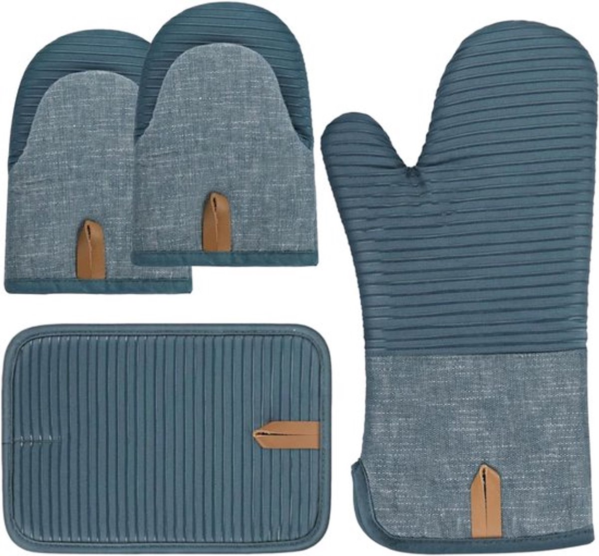 Hittebestendige ovenwanten set van 4 met antislipfinering