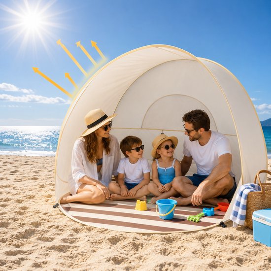 Home & Marker - Pop-up Strandtent - UPF 50+ UV-Bescherming - Strandschelp & Zonnetent voor Baby, Kind en Gezin - 120x120x100 cm - Inclusief Draagtas & Haringen - POPYTENT van Home & Marker — afbeelding 5