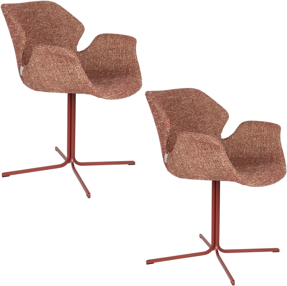 Zuiver Nikki Eetkamerstoelen Armleuning Terra/ Rood - Set van 2