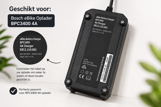 YUOM. Opladerhouder geschikt voor Bosch E-Bike Acculader - Wandhouder met Stekkerhouder - Zwart van yuom — afbeelding 3