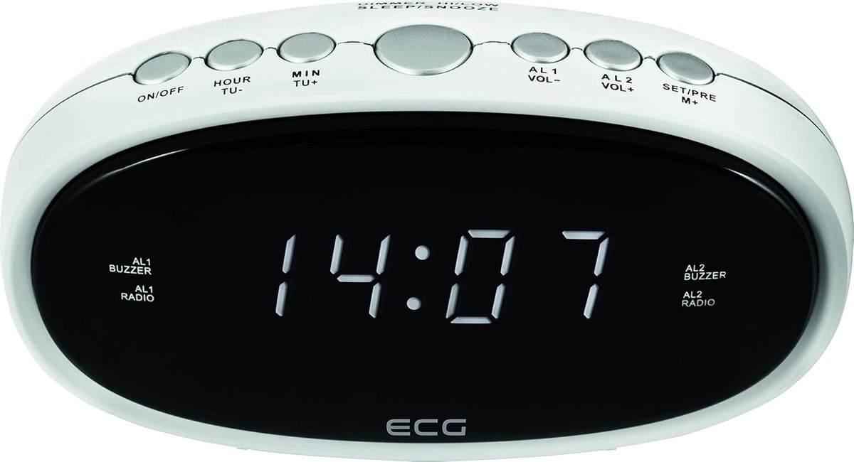 Wekkerradio - Wit - FM-tuner - Digitale klok/wekker - Voor Thuisgebruik
